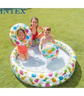 INTEX - Piscina inflable 132 X 28 CM circular con flotador y pelota.