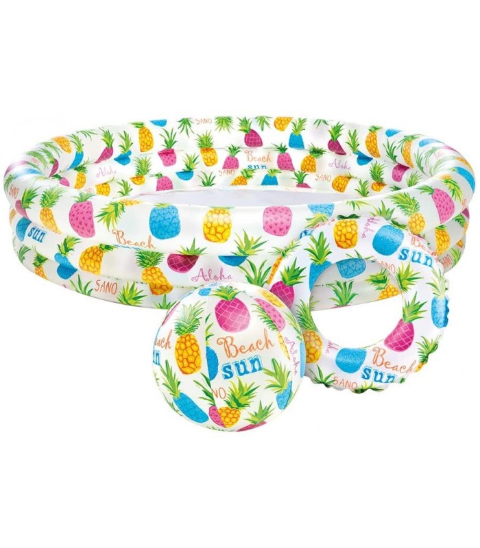 INTEX - Piscina inflable 132 X 28 CM circular con flotador y pelota.