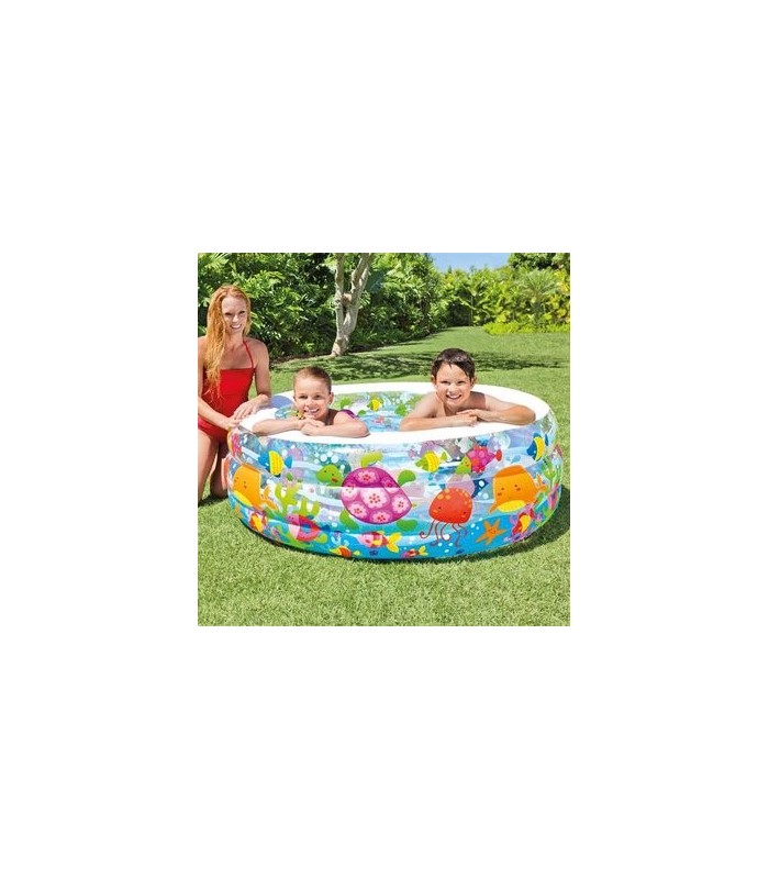 Intex - Piscina Inflable modelo acuario Base acolchada