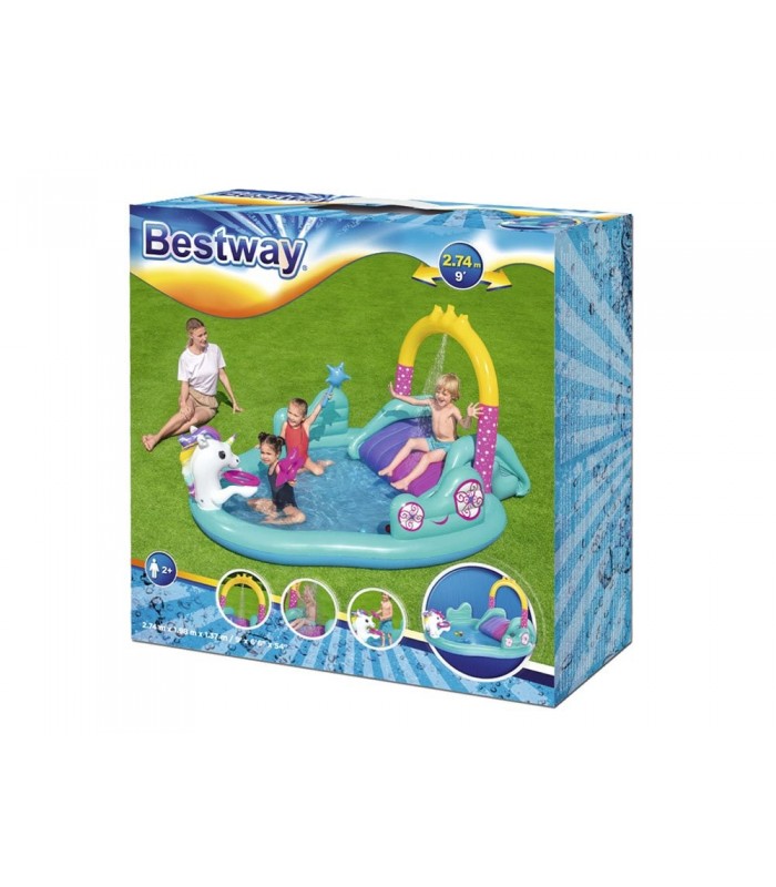 Piscina Para Niños Incluye Tobogan Inflable Capacidad 220 L - 2.74 M X 1.98 M X 1.37 M