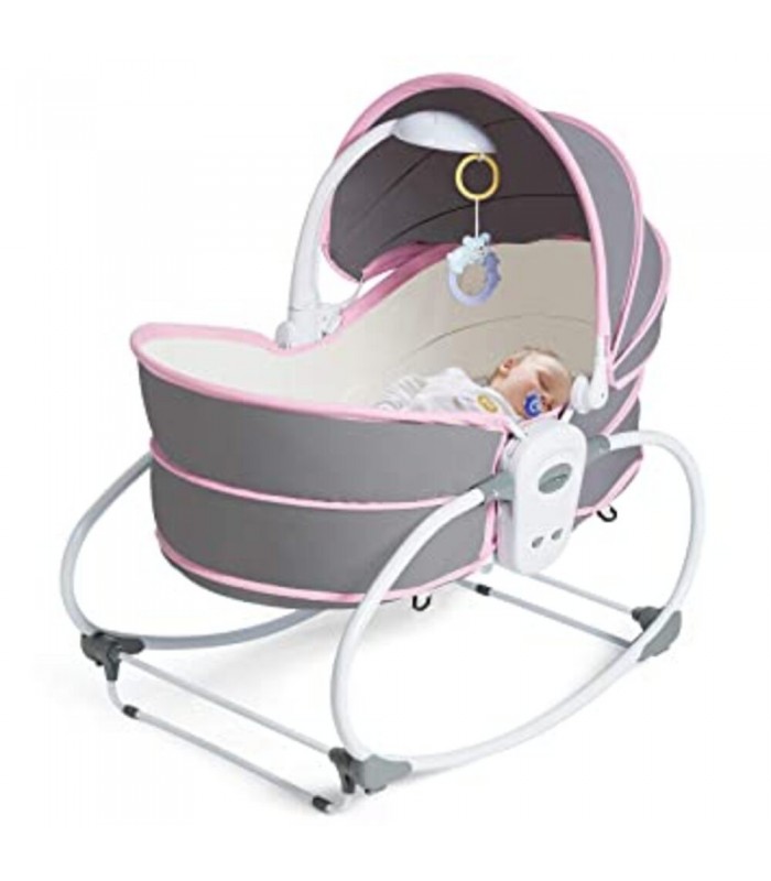 Silla Mecedora y Moisés 5 en 1 de Lujo - ROSADO
