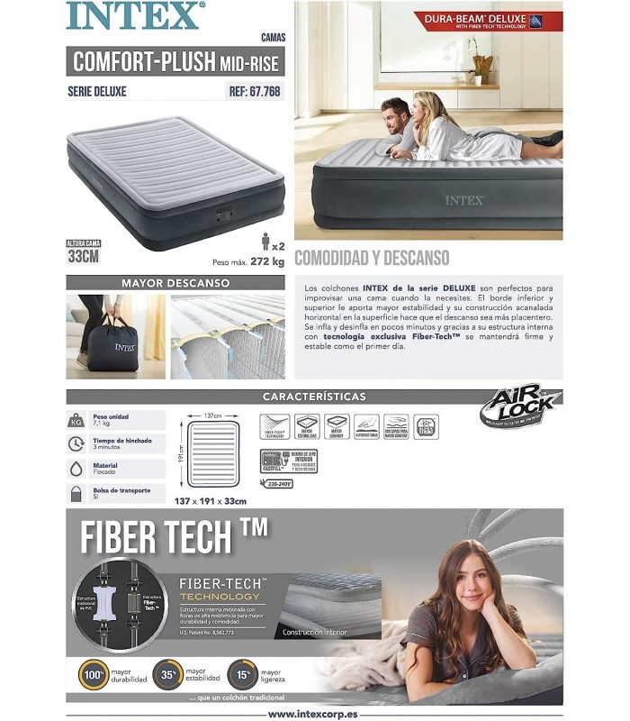 COLCHÓN INTEX DURA-BEAM DELUXE CON BOMBA INTEGRADA