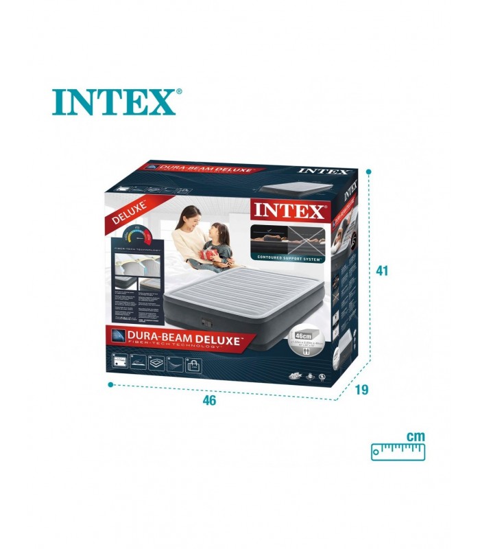 COLCHÓN INFLABLE  2 PLAZAS Y MEDIA  INTEX DURA-BEAM DELUXE CON BOMBA INTEGRADA