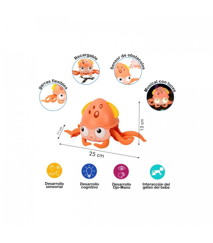 PULPO BAILARIN RECARGABLE CON SENSOR DE MOVIMIENTO