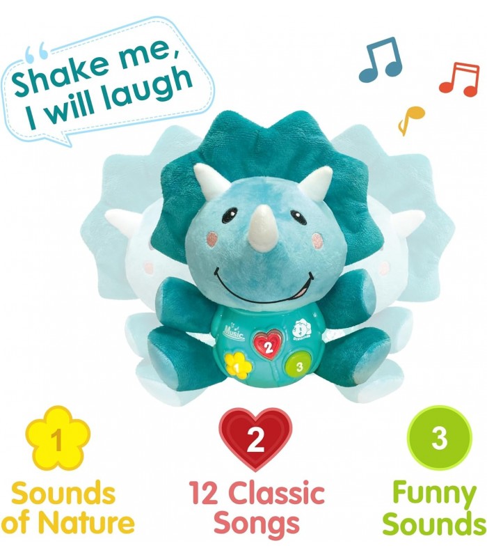 Peluche musical de dinosaurio para bebé