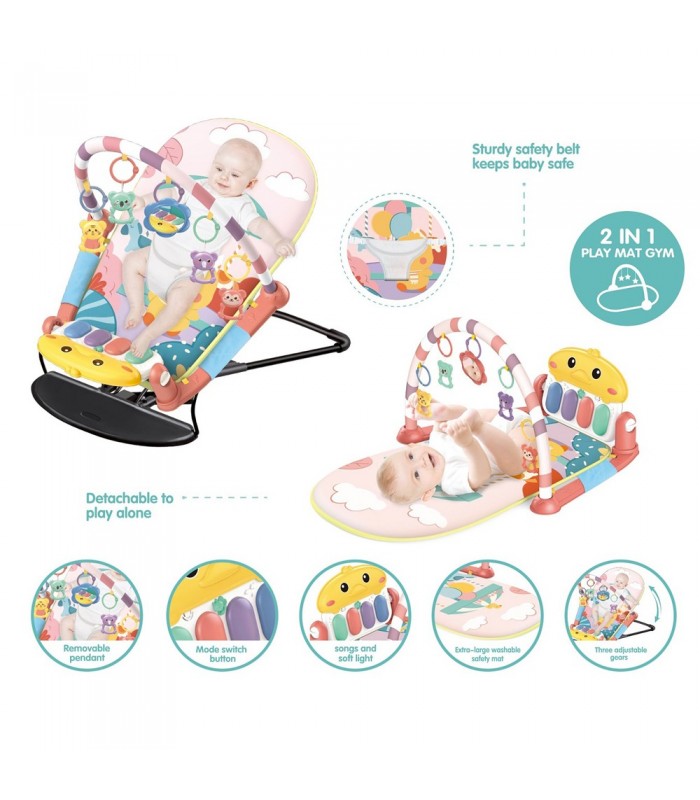 GIMNASIO MULTIFUNCIONAL DIDACTICO MECEDOR PARA BEBE 2 EN 1