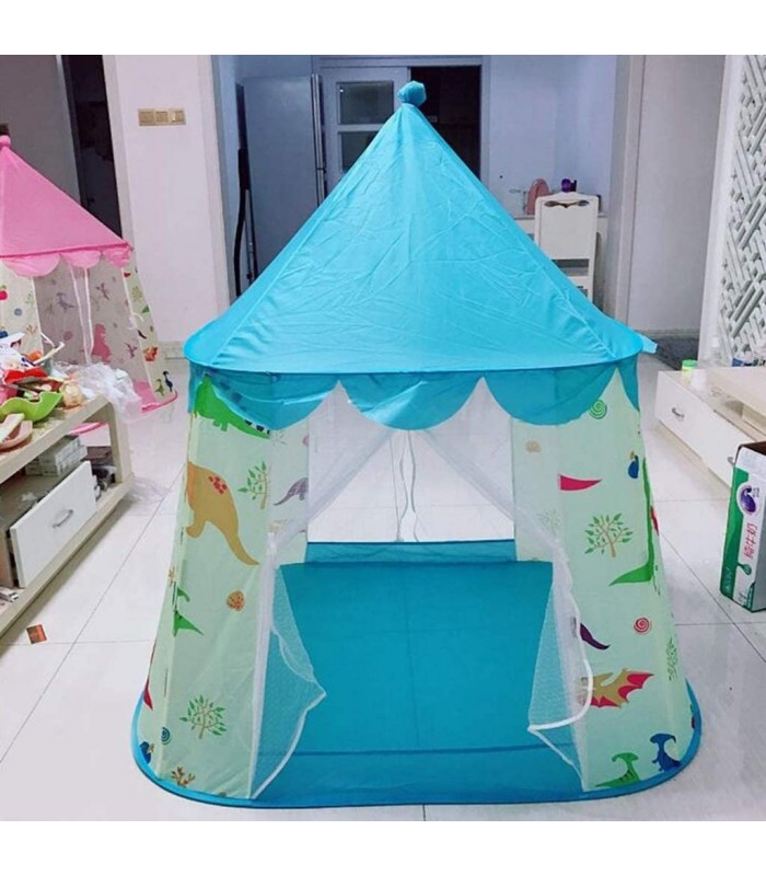 Carpa Casita Armable Estampado Dinosaurio - Celeste