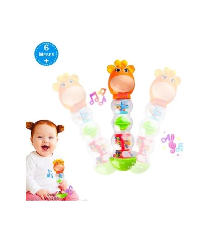 SONAJERO PALO DE LLUVIA PARA BEBÉS DISEÑO JIRAFITA