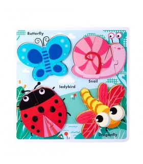 ROMPECABEZAS INFANTIL DE ANIMALES INVERTEBRADOS EN MADERA