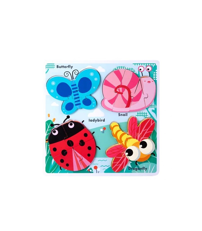 ROMPECABEZAS INFANTIL DE ANIMALES INVERTEBRADOS EN MADERA
