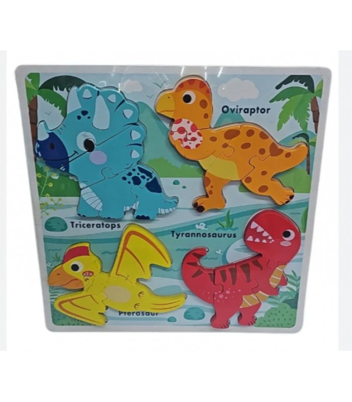 ROMPECABEZA INFANTIL DE DINOSAURIOS EN MADERA