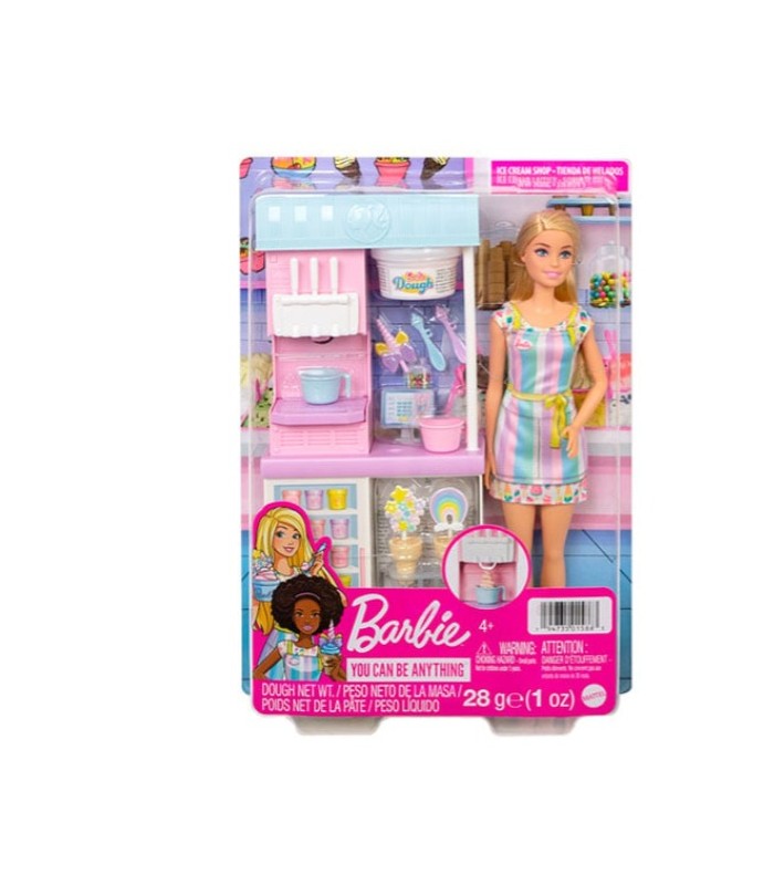 BARBIE MUÑECA BARBIE CON SET DE HELADERÍA