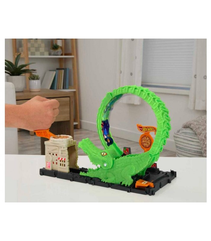 PISTA HOT WHEELS CITY DE JUGUETE NÉMESIS COCODRILO INCLUYE 1 VEHÍCULO WHEELS