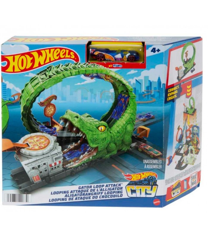 PISTA HOT WHEELS CITY DE JUGUETE NÉMESIS COCODRILO INCLUYE 1 VEHÍCULO WHEELS