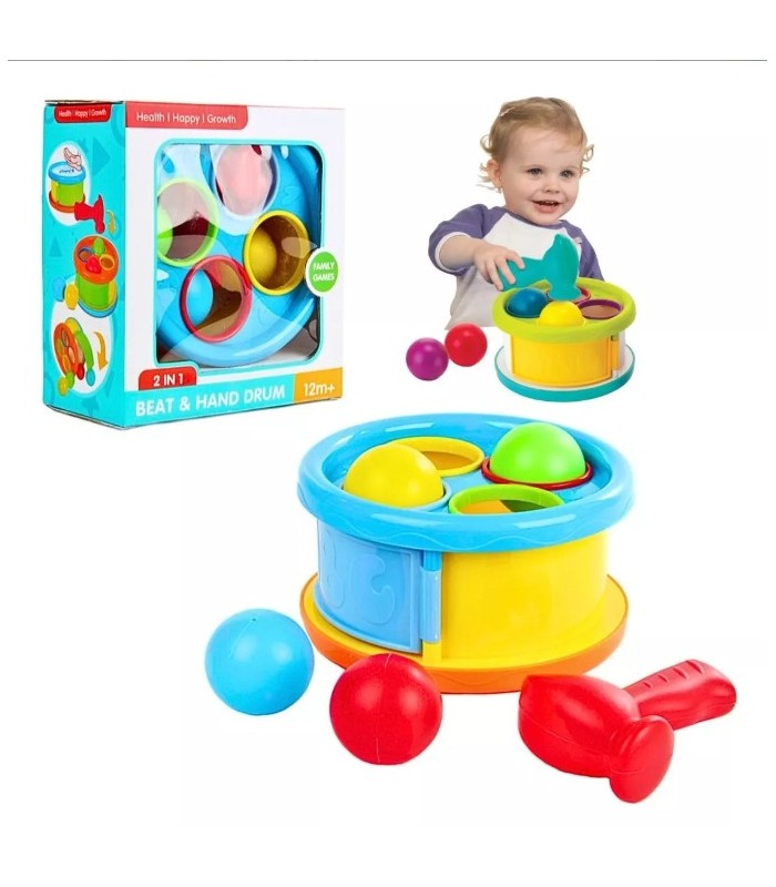 Juguete Para Bebes 2 En 1 Tambor Y Encaje Con Martillo
