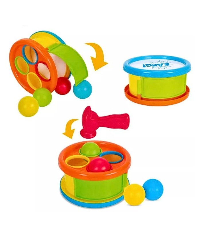 Juguete Para Bebes 2 En 1 Tambor Y Encaje Con Martillo