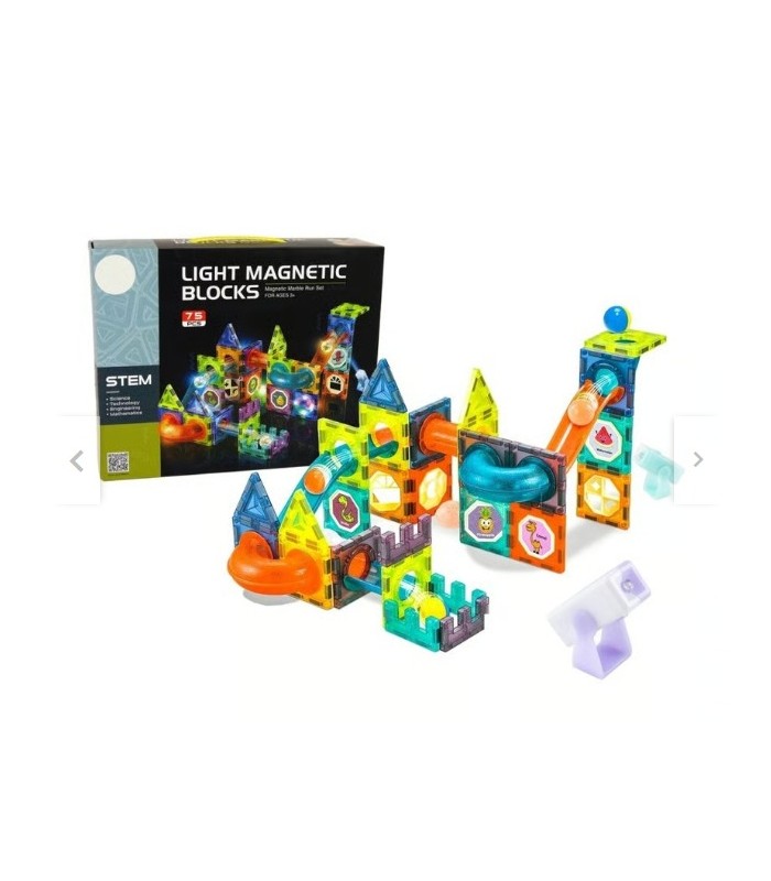 Bloque De Construcción Magnético Pista De Bola Led 75pcs