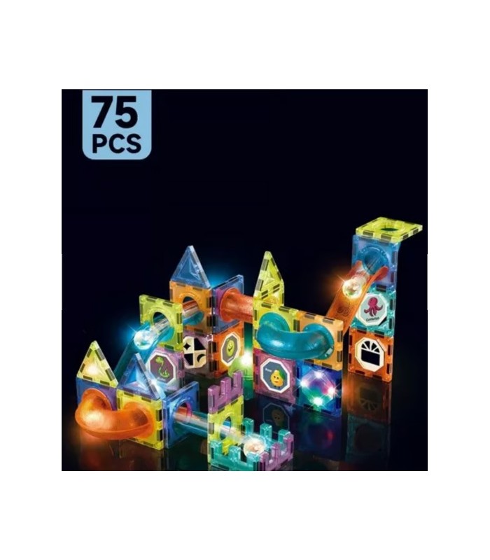 Bloque De Construcción Magnético Pista De Bola Led 75pcs