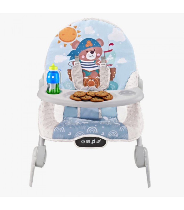 Silla Mecedora Bouncer Baby Cam Táctil Mesa de Comer Azul 2 en 1