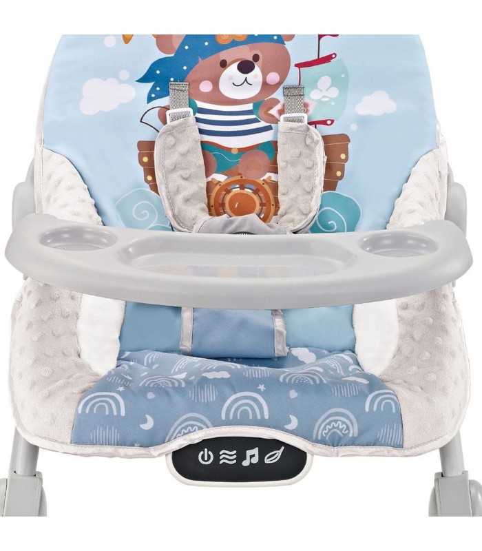 Silla Mecedora Bouncer Baby Cam Táctil Mesa de Comer Azul 2 en 1