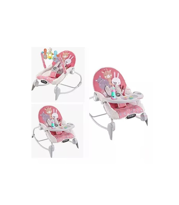 Silla Mecedora Bouncer Baby Cam Táctil Mesa de Comer Rosado 2 en 1