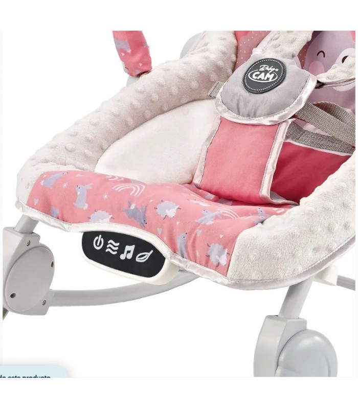 Silla Mecedora Bouncer Baby Cam Táctil 20Kg Rosado