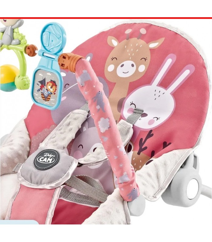 Silla Mecedora Bouncer Baby Cam Táctil 20Kg Rosado