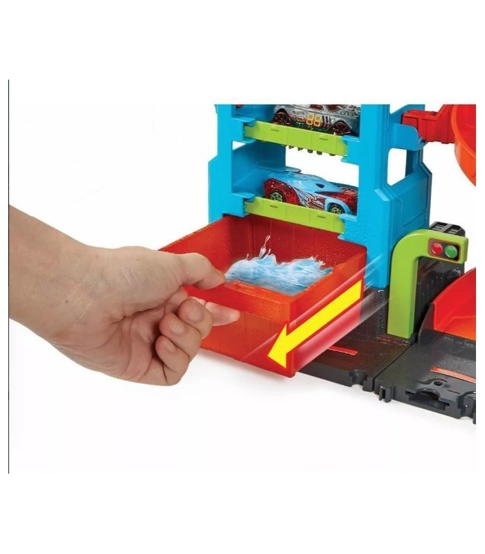 Hot Wheels City Mega Juego de Lavado de Autos con 1 Auto Cambiador de Colores
