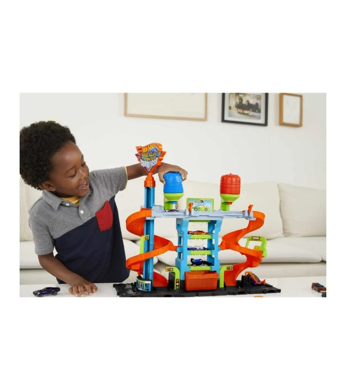 Hot Wheels City Mega Juego de Lavado de Autos con 1 Auto Cambiador de Colores