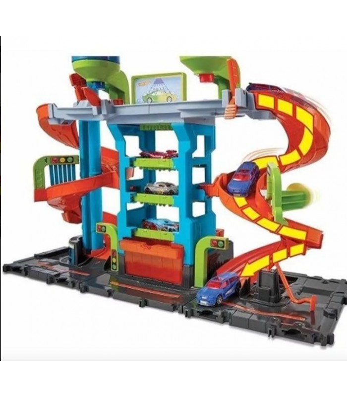 Hot Wheels City Mega Juego de Lavado de Autos con 1 Auto Cambiador de Colores