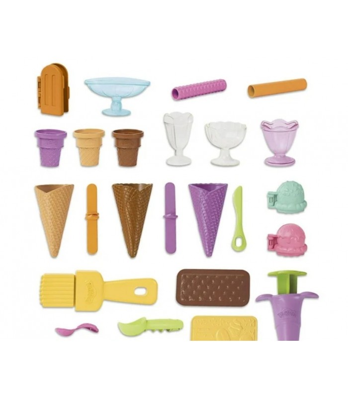 Camión de helados Play-Doh Kitchen Creations Ultimate con 27 accesorios, 12 latas, sonidos realistas