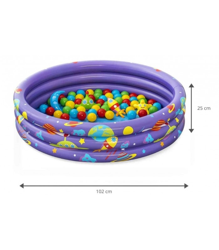 PISCINA INFLABLE BESTWAY SORPRESA INTERGALACTICA INCLUYE 50 PELOTAS MULTICOLOR 25 X 102 CM