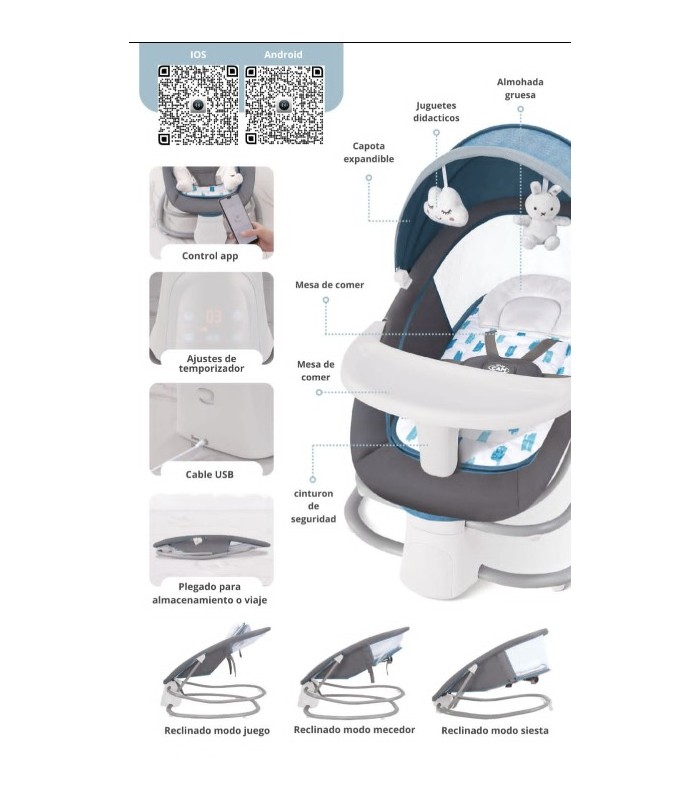 SILLA MECEDORA AUTOMÁTICA DUERME BIEN DELUXE BABY | AZUL
