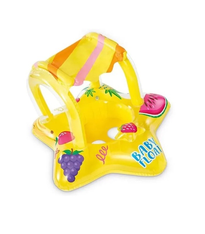 Flotador inflable amarillo con sombrilla