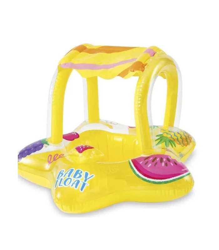 Flotador inflable amarillo con sombrilla