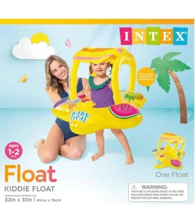 Flotador inflable amarillo con sombrilla