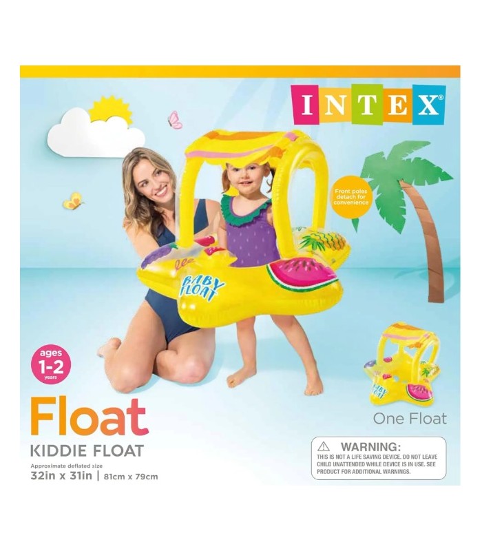 Flotador inflable amarillo con sombrilla