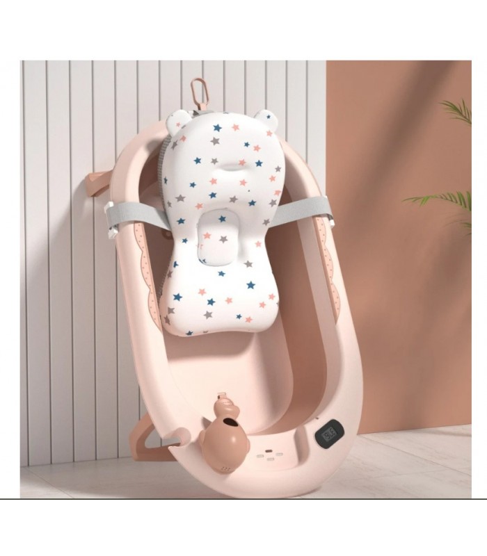 Bañera Plegable Ballenita Con Termómetro Rosado