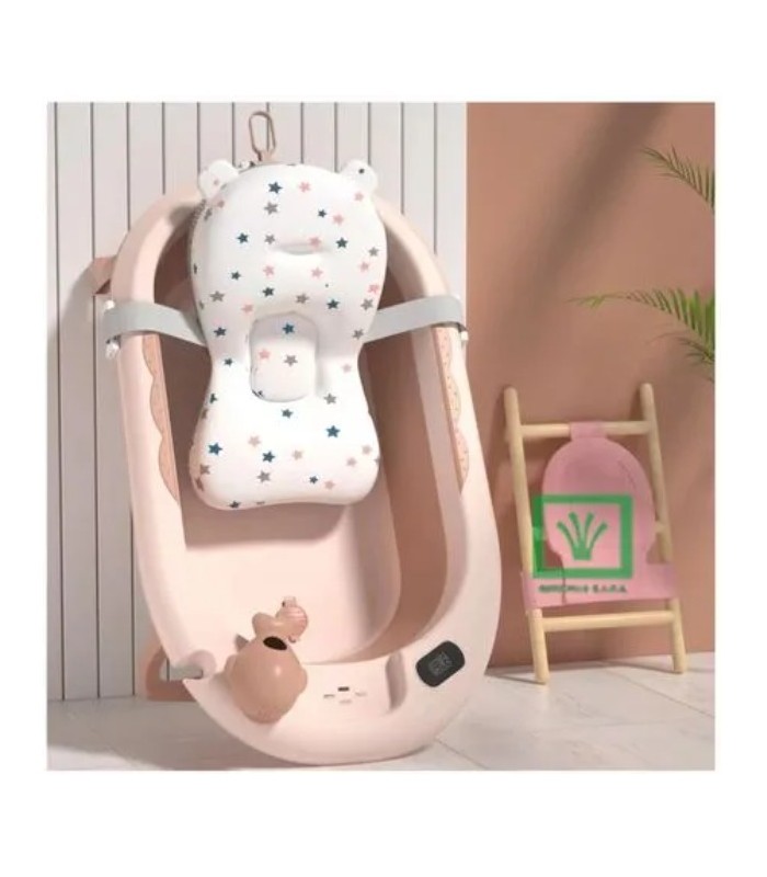 Bañera Plegable Ballenita Con Termómetro Rosado