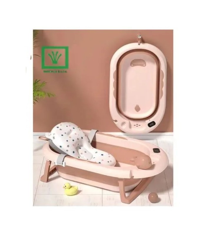 Bañera Plegable Ballenita Con Termómetro Rosado