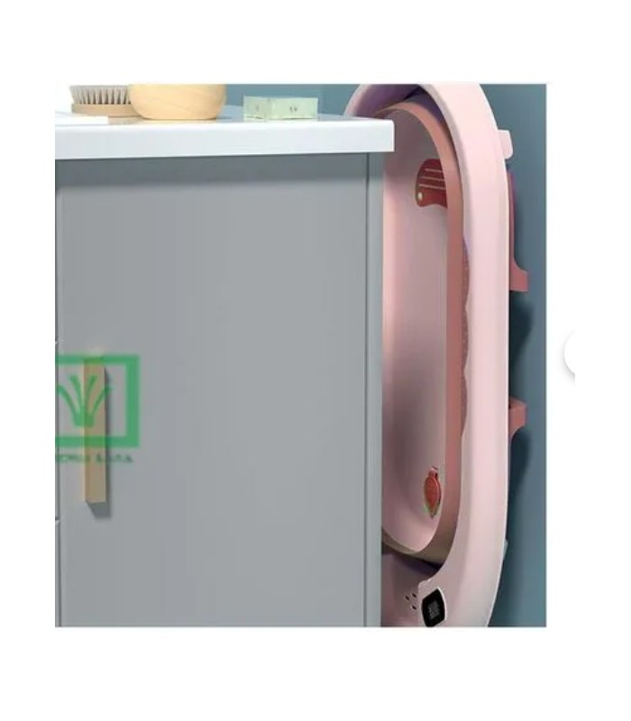 Bañera Plegable Ballenita Con Termómetro Rosado