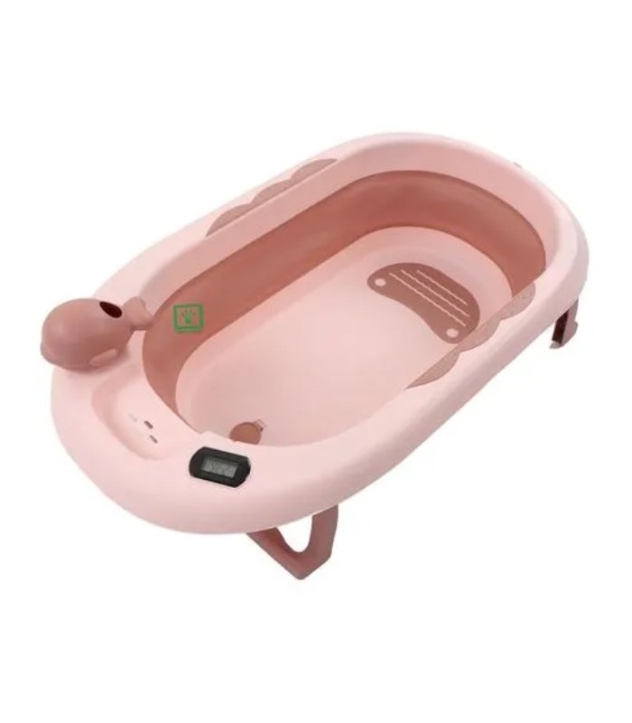 Bañera Plegable Ballenita Con Termómetro Rosado