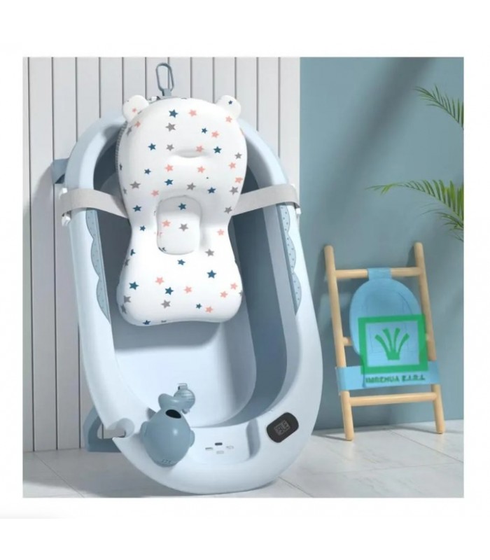 Bañera Plegable Ballenita Con Termómetro CELESTE
