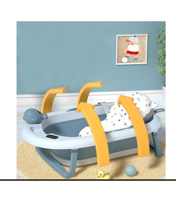 Bañera Plegable Ballenita Con Termómetro CELESTE