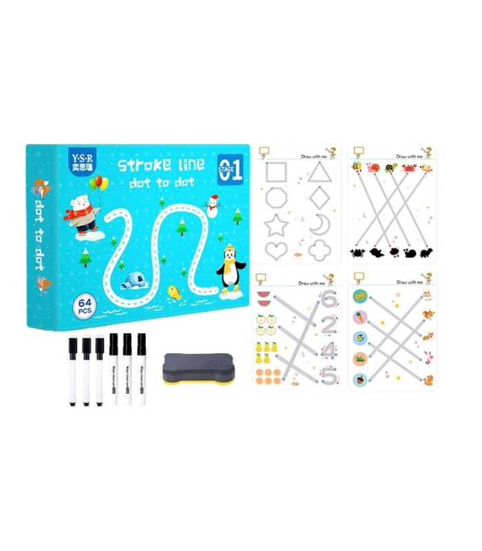 libro de práctica de dibujo y escritura de punto a punto, 64 pcs