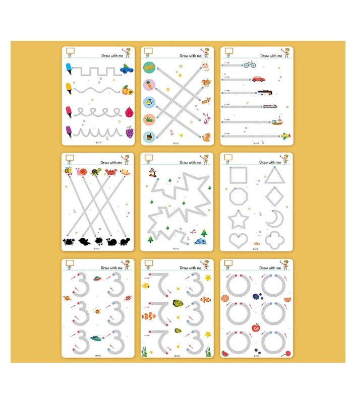 libro de práctica de dibujo y escritura de punto a punto, 64 pcs