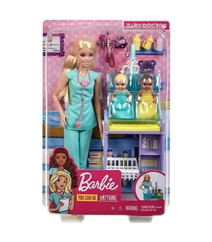 Barbie Set De Pediatra Rubia Con Gemelos