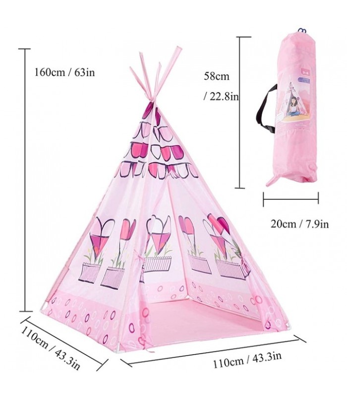 Carpa para niñas tipi de corazones - Rosado