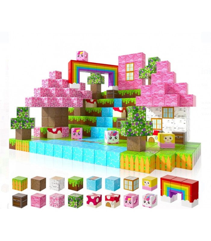 Juego STEM de Cubos Magneticos 100 pcs Pink
