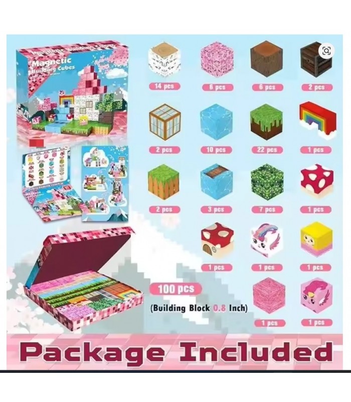 Juego STEM de Cubos Magneticos 100 pcs Pink